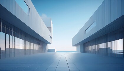 Obraz premium architectural rendering of a modern building in a simple and clean geometry