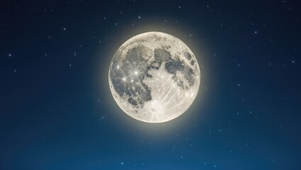 Illustration of a full moon featuring copy space.
