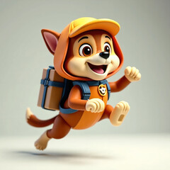 Fototapeta premium A cute and expressive messenger dog jumping in the air