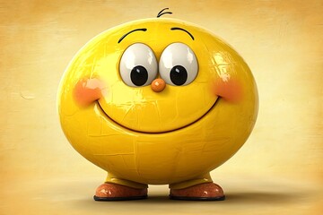 Happy yellow sphere smiles