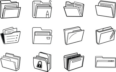 File Management Folder Icons, Document Organization, Data Storage