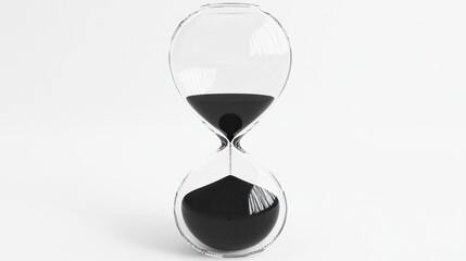 Empty hourglass on white background