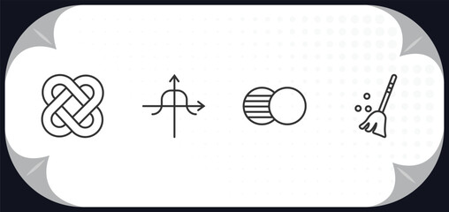 Obraz premium outline icons set - analytics concept. interlocking, tangent, venn diagram, sweep.