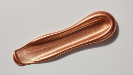 Obraz premium Golden streak of highlighter against white background. Creamy texture of luxurious shimmering cosmetic product.