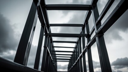 black steel structures positioned perpendicularly