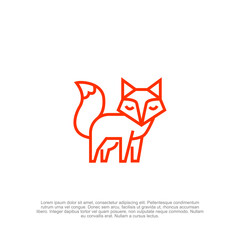 simple minimalist modern fox, wolf logo with Orange line art. Wildlife, Mascot, Hunter, Predator, Identity, Branding, Sign, Symbol, Shape