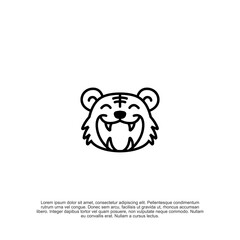Smile or happy tiger modern outline logo with a friendly yet bold look, ideal for children’s brands, mascots, nature logos, and animal-themed businesses.