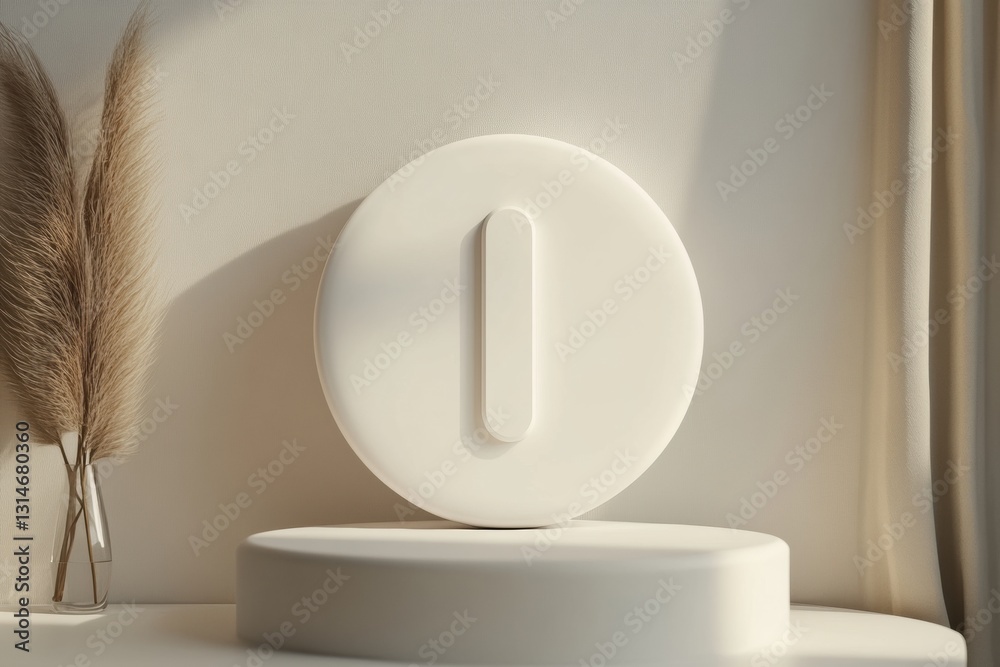 Poster Large minimalist power button icon on a neutral background with ample text space and pleasing composition