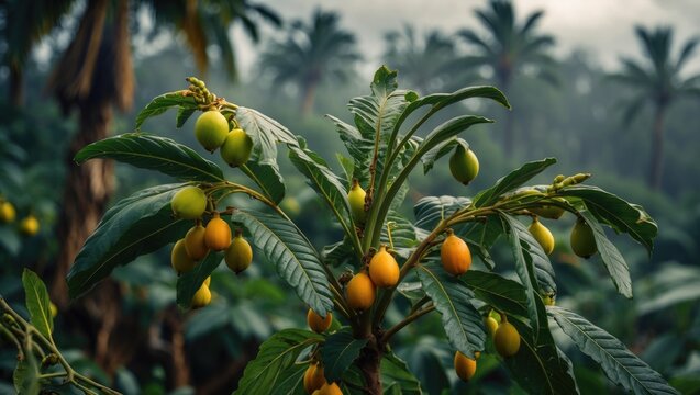 Guarana plant producing fruits is located near the Amazon region.