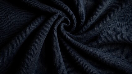 Fototapeta premium black knitted fabric texture, warm knitted backdrop. soft pleats and drapery on garments