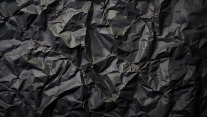 Crumpled paper texture background in black vintage style. Paper overlay.