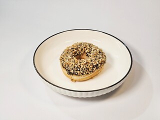 Donut with Nut sprinkle and choco-dip topping