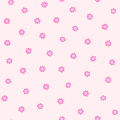 Vector illustration. Seamless pattern of small pink  flowers on a pastel pink background. Ditsy floral pattern, field of flowers, print for fabric, textile, wallpaper, children's clothing, packaging