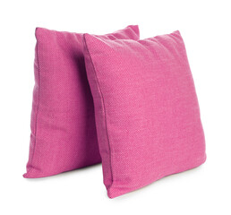 Pillows in crimson color isolated on white