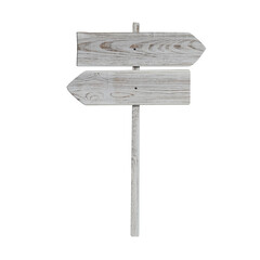 Wooden pointer with arrow-shaped boards on white background