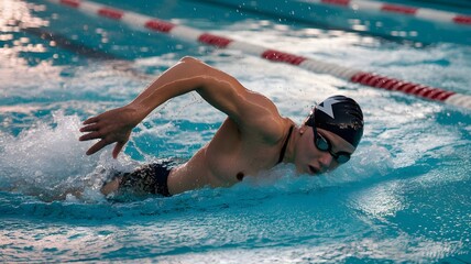 "Elite Swimmer in Motion – High-Speed Freestyle Action Shot"

