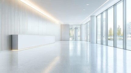 Serene long white hallway a minimalist design for modern spaces and tranquil environments