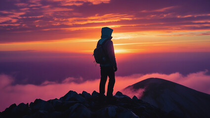 Obraz premium silhouette of a man in the mountains