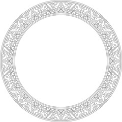 Vector round black contour border, frame, Pompeii ring. Circle Neopolitan ornament. Art of Ancient Rome. Template for stained glass