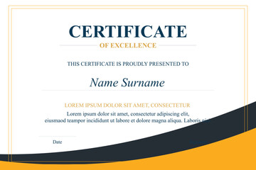 Achievement certificate template design, award document, formal background