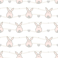 Vector Easter Bunny Seamless Pattern Background