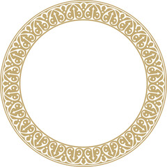 Vector golden arabic national round ornament.  Ethnic circle, frame, ring of eastern peoples. Persian painting