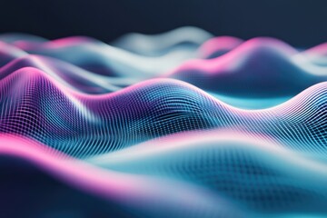 Abstract data waves, digital landscape, vibrant colors, background for technology design