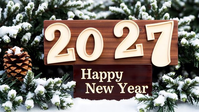 Beautiful holiday greeting banner or background with text Happy New Year 2027
