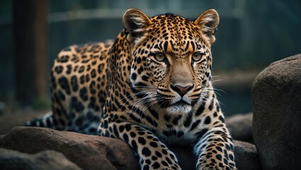 Naklejka premium Leopard in a wildlife park