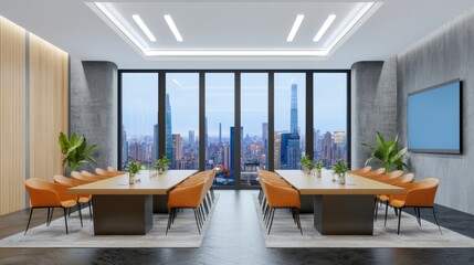 Fototapeta premium Executive meeting room design perfect space in urban highrise