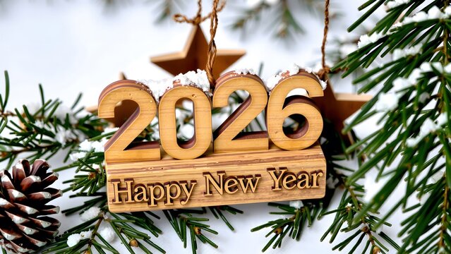 Beautiful holiday greeting banner or background with text Happy New Year 2026