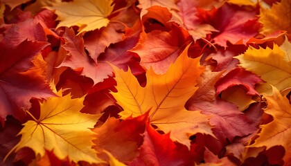 Fototapeta premium Colorful Autumn Leaves Background Pile Showing Fall Season and Colors