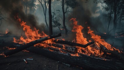 Forest fire caused by a discarded cigarette.