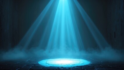 light blue spotlight shining down