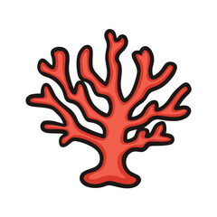 Coral Simple Vector Logo – High-Contrast 2D Flat Design Illustration