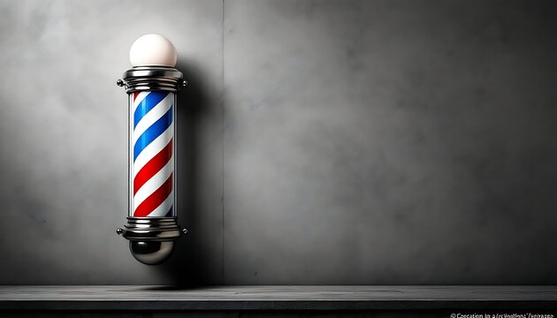 Classic Barber Pole with Red White and Blue Stripes on Gray
