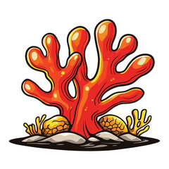 Obraz premium Coral Simple Vector Logo – High-Contrast 2D Flat Design Illustration