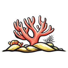 Coral Simple Vector Logo – High-Contrast 2D Flat Design Illustration