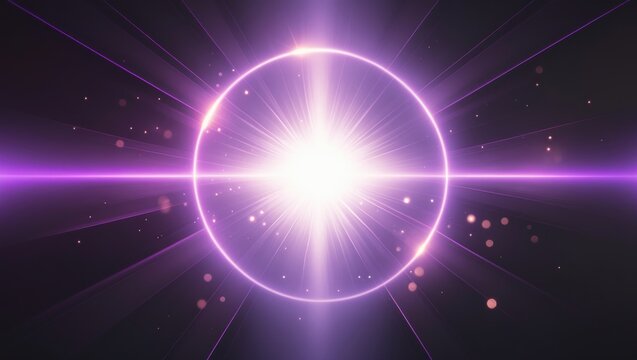 Lens flare, purple glow light effect on a dark background. image featuring rays of light effects, overlays or flare for design purposes. screen blending mode. Collection of abstract sun burst, flar...