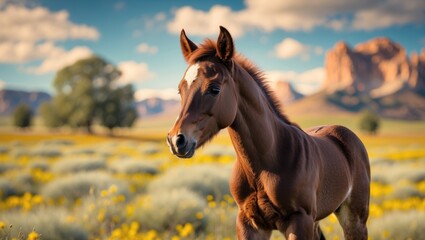 Fototapeta premium Young foal of breed, Western horse.