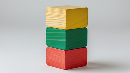 Wooden blocks stacked on a white background.