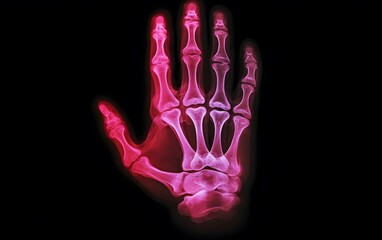 Obraz premium 92. A hand X-ray showing a deformity caused by rheumatoid arthritis