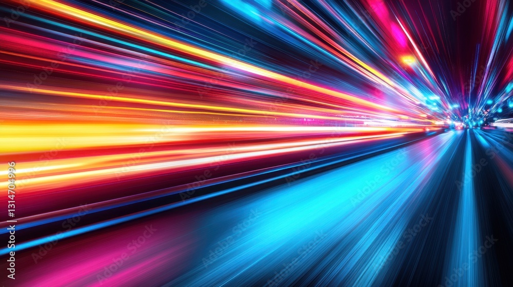 Canvas Prints dynamic motion blur of vibrant light trails illuminating a futuristic cityscape with a sense of spee