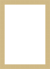 Vector golden classic Greek square ornament. Rectangle of Ancient Greece and Roman Empire. Byzantine painting of walls, floors and ceilings. Decoration of European palaces