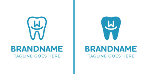 Letter W Dental Tooth Logo, symbolizing tooth, dental care and orthodontist