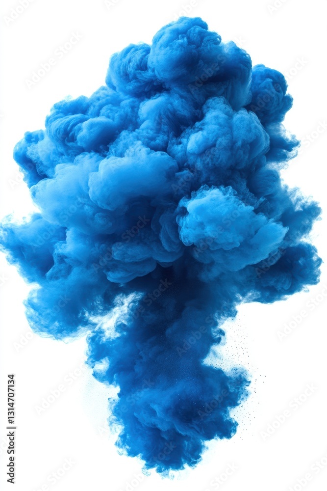 Wall mural ethereal blue cloud explosion against white backdrop creating a sense of depth and movement in a cap