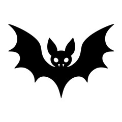 Halloween concept featuring a black silhouette of a bat with spread wings, large ears, and eyes, symbolizing mystery, fear, and the eerie atmosphere of Halloween.