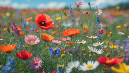 Flowers in the wild on a sunny day