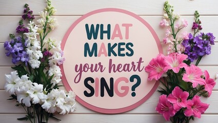 Inspiration Motivation quote for Woman: What makes your heart sing? Self-love, Self-acceptance, Mindfulness concept.