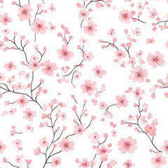 Fototapeta premium Beautiful repetitive pattern of cherry blossom flower for fabric design.